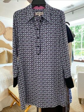 Diane Von Furstenberg Purple Pink Blue Geometric Tunic Dress  XS NWOT
